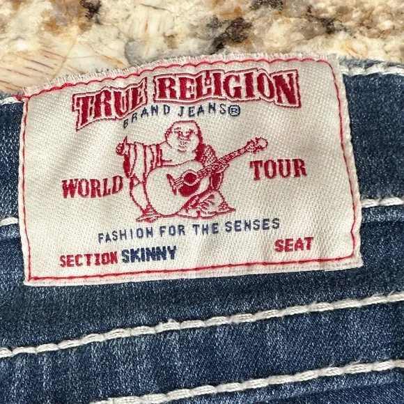 True Religion sz 25 capri skinny jeans distressed Strech - Picture 7 of 10